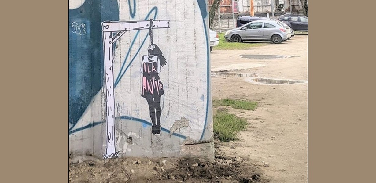 Akasztófán lógva jelent meg egy pesti falon Ilaria Salis, az antifasiszta olasz bandavezér